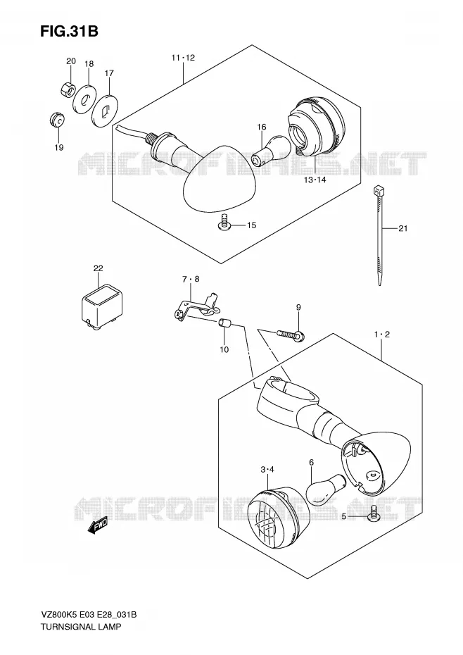 CLIGNOTANTS (VZ800Z K9) Suzuki MOTO 800 MARAUDER 2009  VZ800K9(E3/E28)