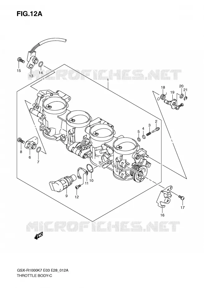 CORPS DE PAPILLON (MODEL K8) Suzuki MOTO 1000 GSX-R 2008  GSX-R1000 K8 (E28)