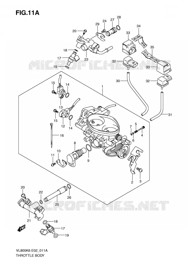 CORPS DE PAPILLON (MODEL K9/L0) Suzuki MOTO 800 VOLUSIA 2008  VL800K8(E2)