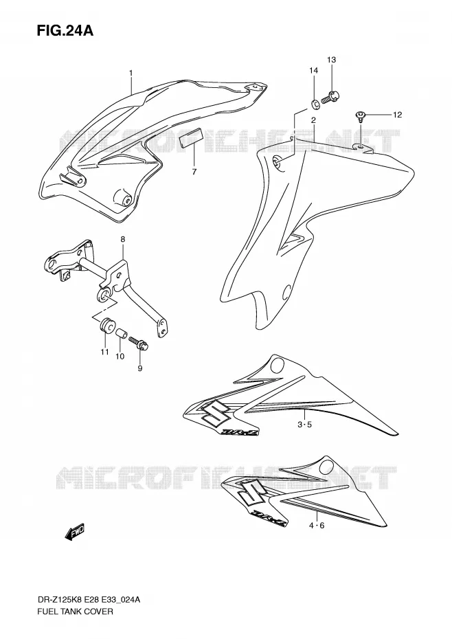 COUVRE RESERVOIR (MODEL K9) Suzuki MOTO 125 DR-Z 2012  DR-Z125LL0(E28/E33)