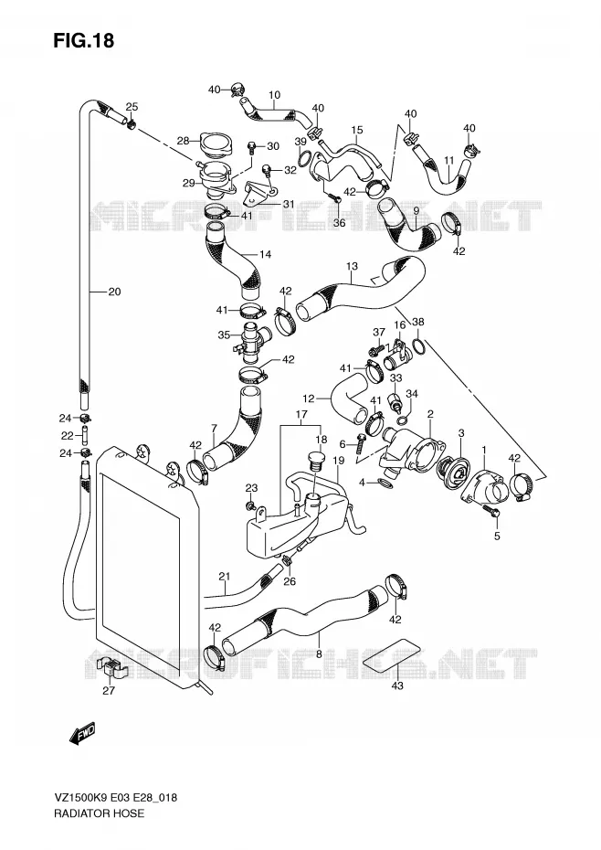 DURITE DE RADIATEUR Suzuki MOTO 1500 BOULEVARD 2009  VZ1500K9(E3/E28)