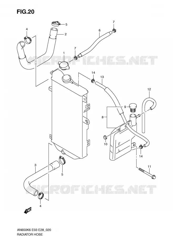 DURITE DE RADIATEUR Suzuki SCOOTER 650 BURGMAN 2010  AN650L0(E3/E28)