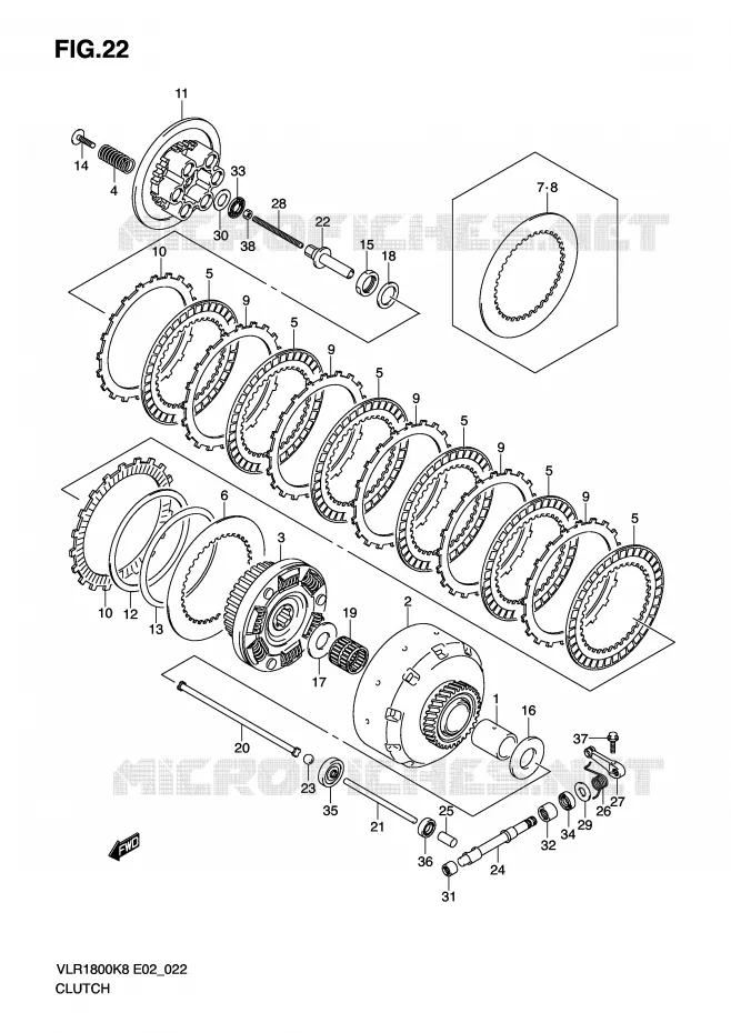 EMBRAYAGE Suzuki MOTO 1800 INTRUDER 2008  VLR1800TK8(E2)