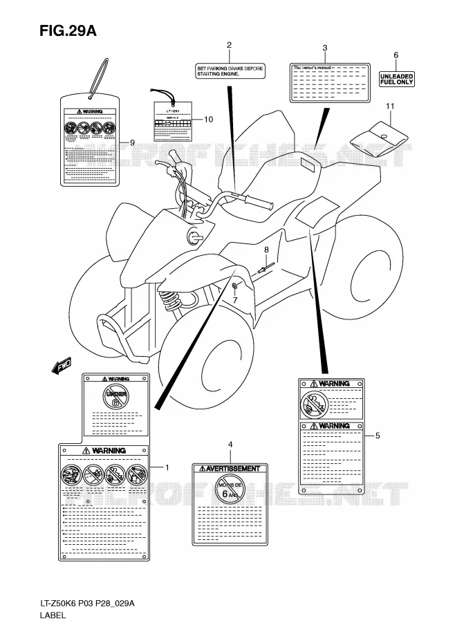 ETIQUETTE (MODEL K9/L0) Suzuki QUAD 50 QUADSPORT 2009  LT-Z50ZK9(P3/P28)