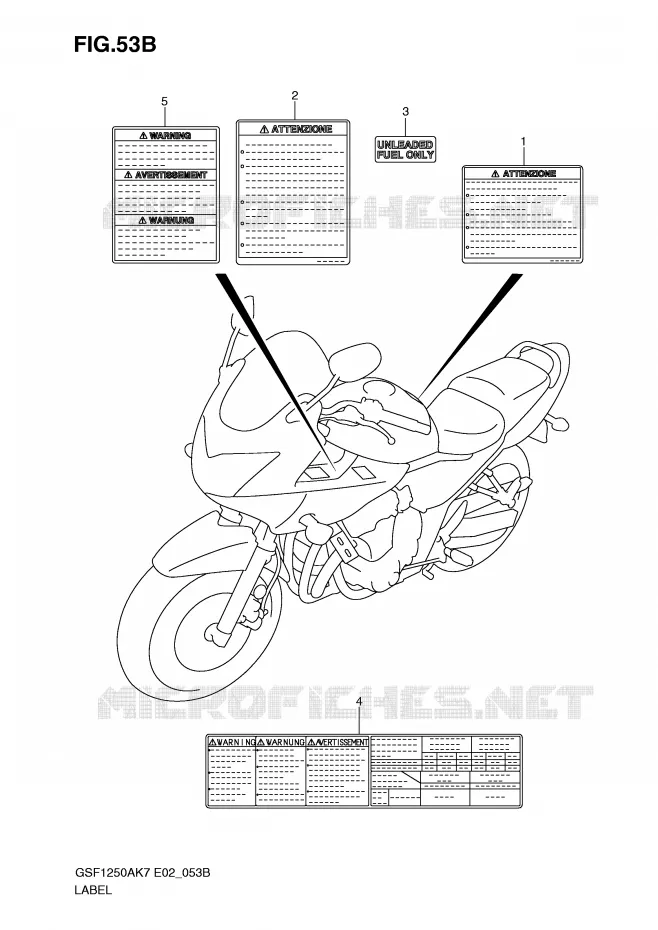 ETIQUETTE (MODEL K9) Suzuki MOTO 1250 BANDIT-S 2009  GSF1250SK9(E2)