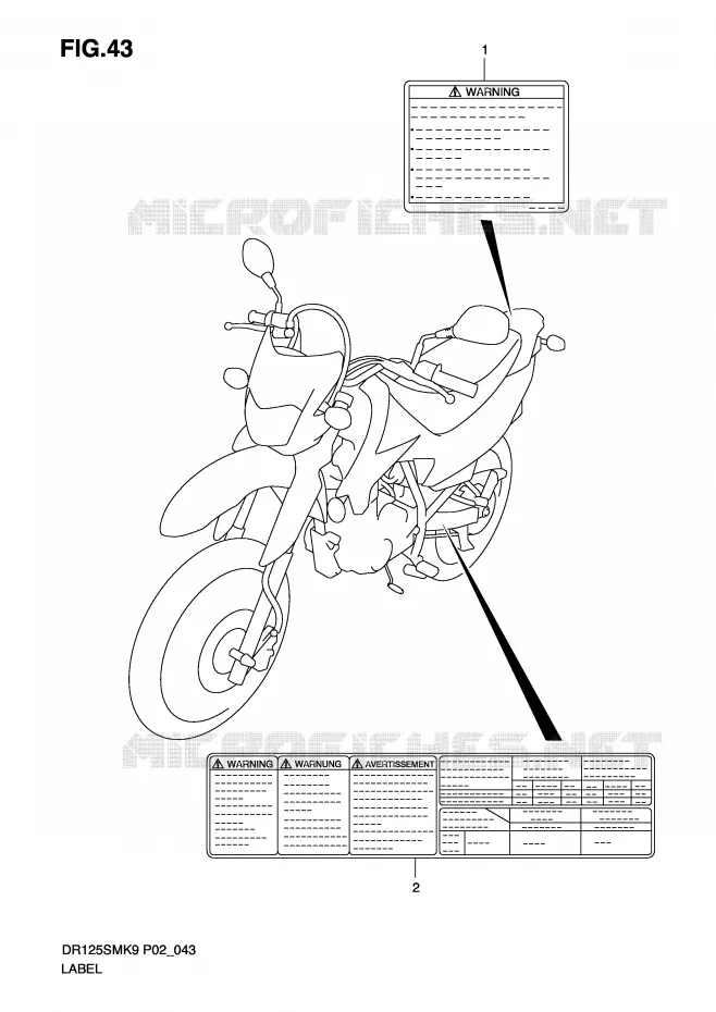 ETIQUETTE Suzuki MOTO 125 DR 2009  DR125SMK9