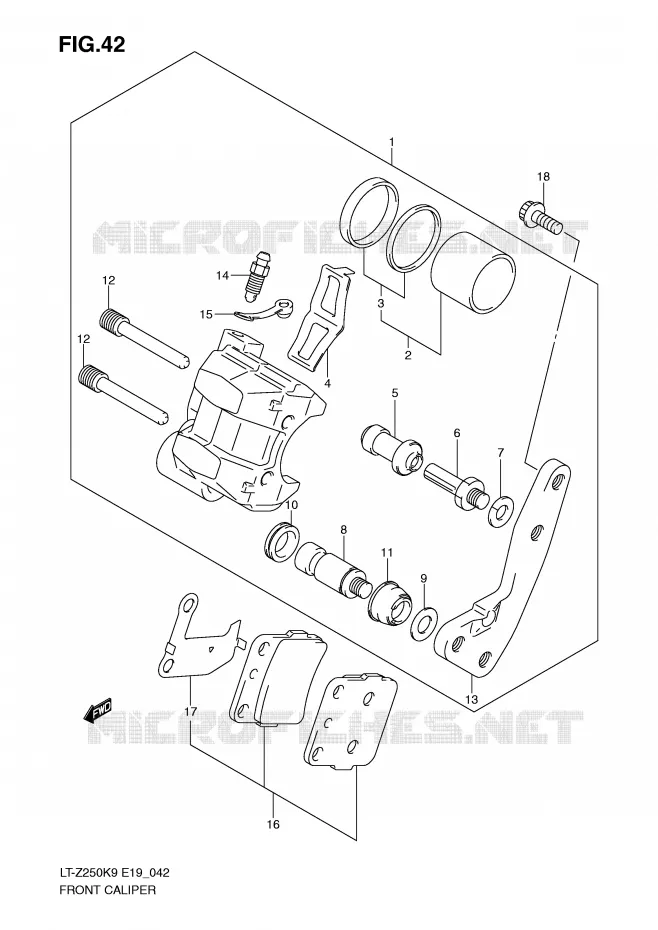 ETRIER DE FREIN AVANT Suzuki QUAD 250 QUADSPORT 2010  LT-Z250L0(E19)
