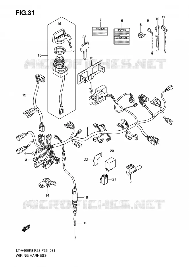 FAISCEAU ELECTRIQUE (MODEL K8/K9) Suzuki QUAD 400 EIGER 2009  LT-A400K9(P28/P33)