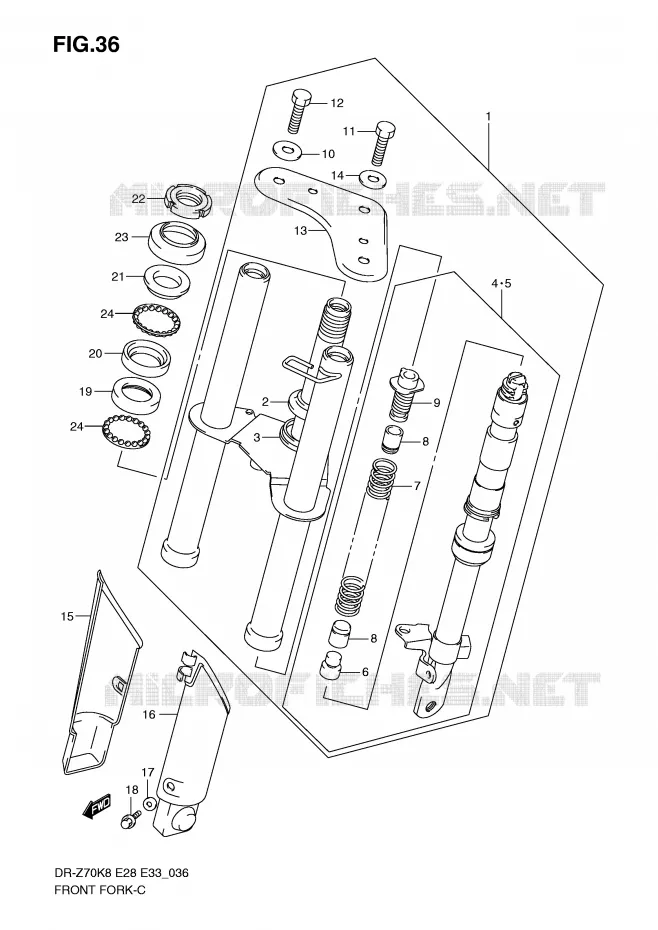 FOURCHE AVANT Suzuki MOTO 70 DR-Z 2012  DR-Z70L0(E28/E33)