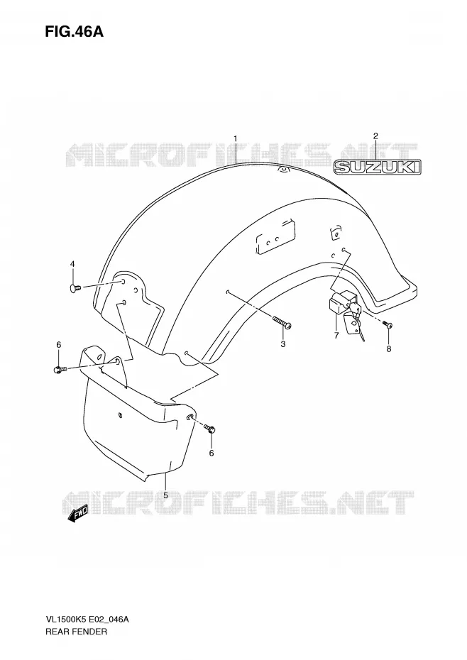 GARDE BOUE ARRIERE (MODEL K9) Suzuki MOTO 1500 INTRUDER 2007  VL1500K7(E2)
