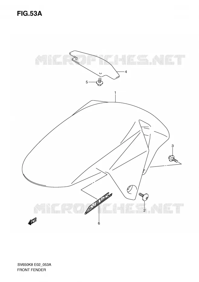 GARDE BOUE AVANT (MODEL K9) Suzuki MOTO 650 SV 2008  SV650SUK8(E2)