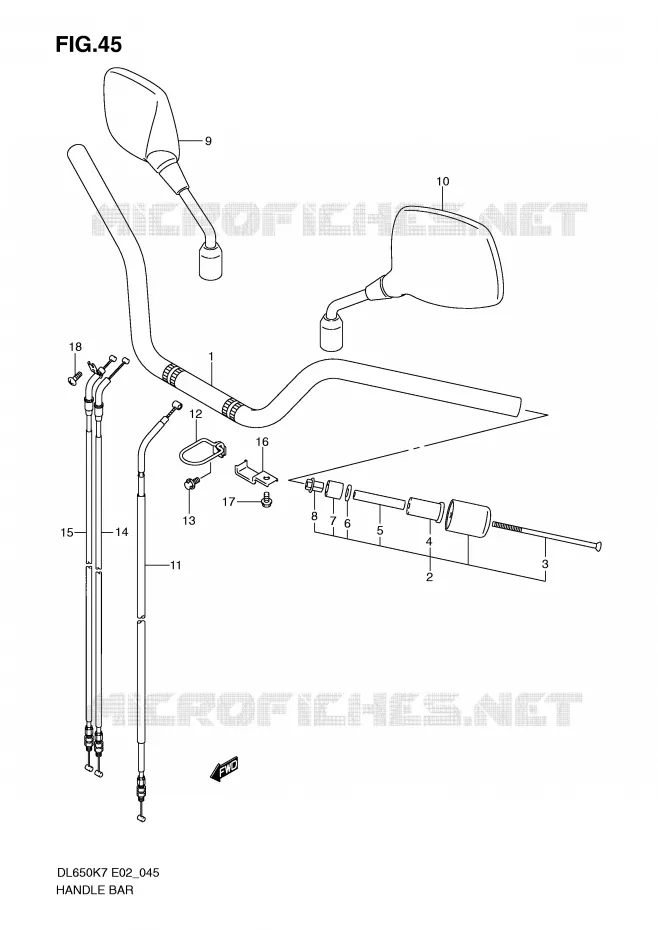 GUIDON (MODEL K7/K8) Suzuki MOTO 650 V-STROM 2007  DL650AK7(E2)