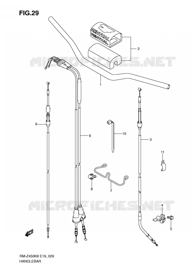 GUIDON (RM-Z450K8/K9/L0) Suzuki MOTO 450 RM-Z 2009  RM-Z450K9(E19)