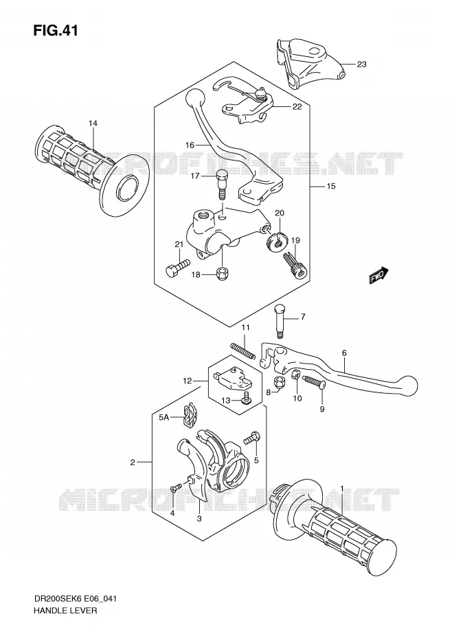LEVIERS - POIGNEES (MODEL K6/K7/K8/K9 E24) Suzuki MOTO 200 DR 2009  DR200SEK9(E6)