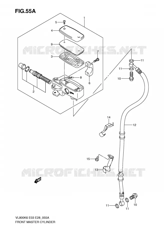 MAITRE CYLINDRE AVANT (MODEL K7/K8/K9/L0) Suzuki MOTO 800 INTRUDER 2010  VL800CL0(E3/E28)