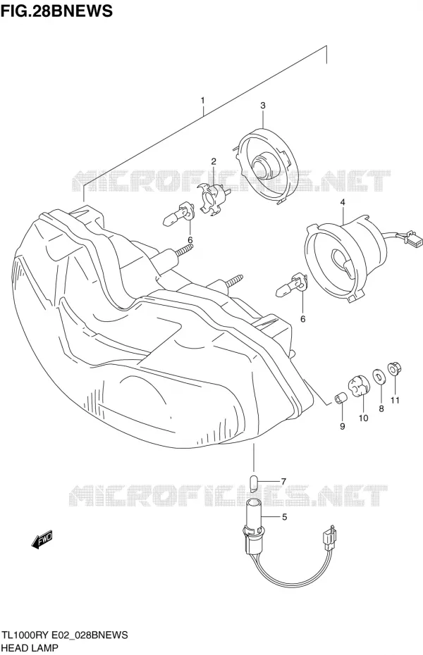 PHARE (E4,E18,E22,E25,E34) Suzuki MOTO 1000 TL-R 1999  TL1000RX(E2)