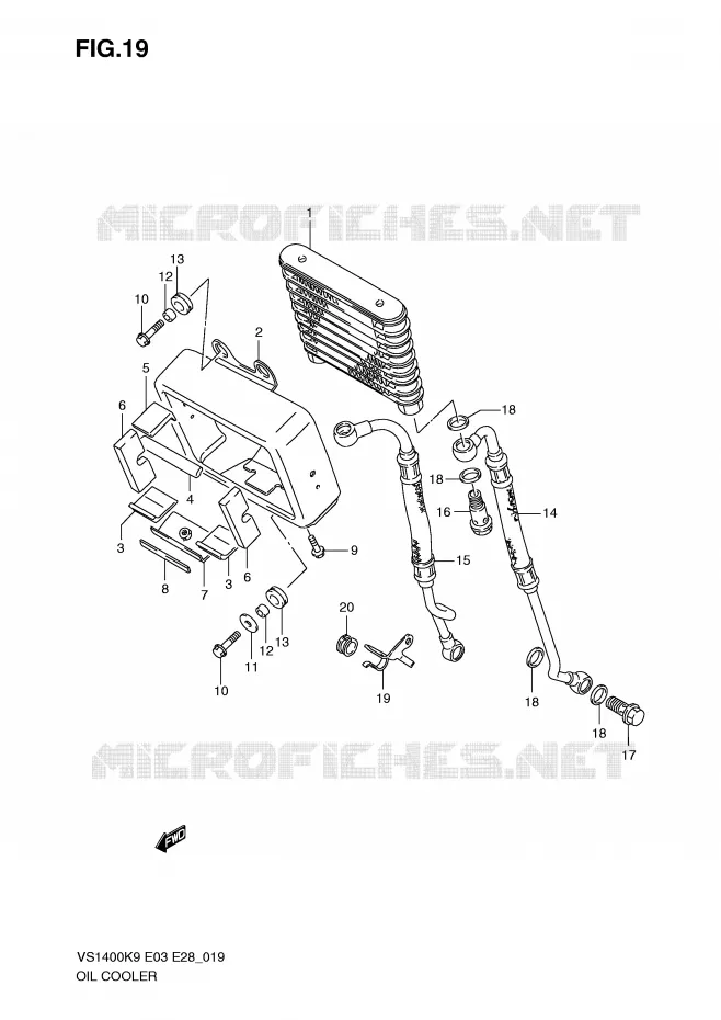 RADIATEUR D'HUILE Suzuki MOTO 1400 INTRUDER 2009  VS1400K9(E3/E28)