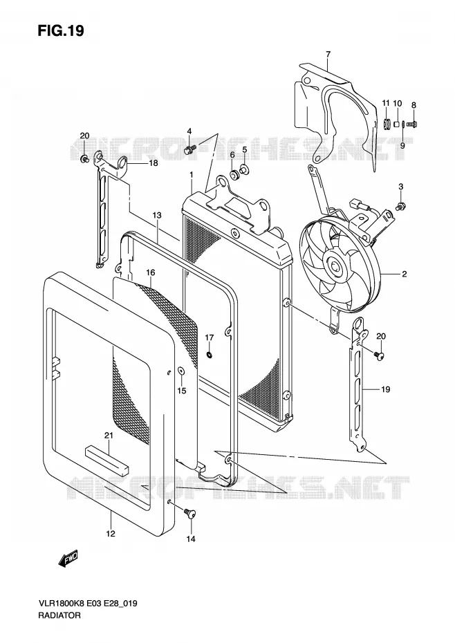 RADIATEUR Suzuki MOTO 1800 BOULEVARD 2008  VLR1800TK8(E3/E28)