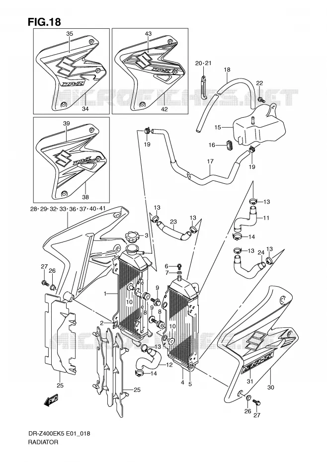 RADIATEUR Suzuki MOTO 400 DR-Z 2006  DR-Z400EK6(E1)