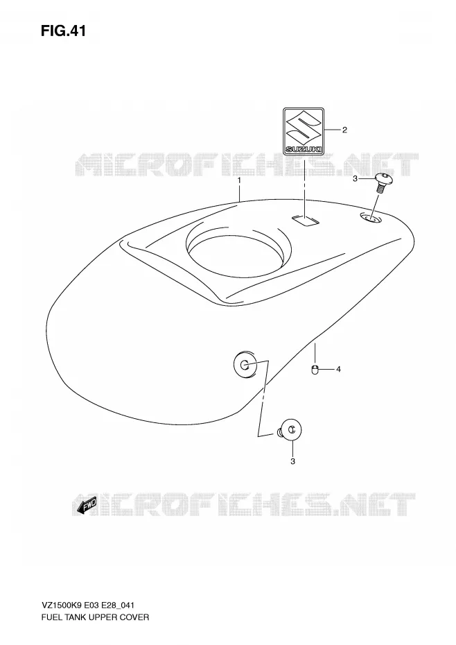 RESERVOIR D'ESSENCE - COUVERCLE SUPERIEUR Suzuki MOTO 1500 BOULEVARD 2009  VZ1500K9(E3/E28)