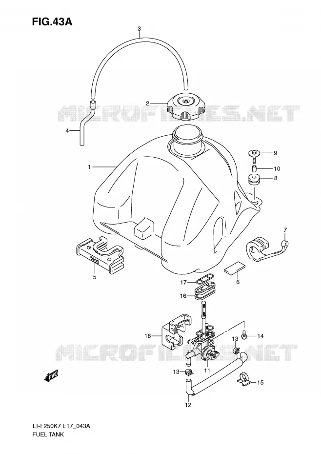 RESERVOIR D'ESSENCE (MODEL K9/L0) Suzuki QUAD 250 OZARK 2007  LT-F250K7(E17)