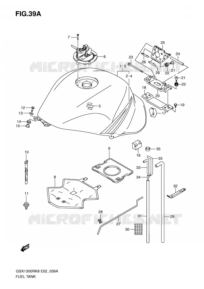 RESERVOIR D'ESSENCE (MODEL K9) Suzuki MOTO 1300 HAYABUSA 2009  GSX1300RK9(E2)
