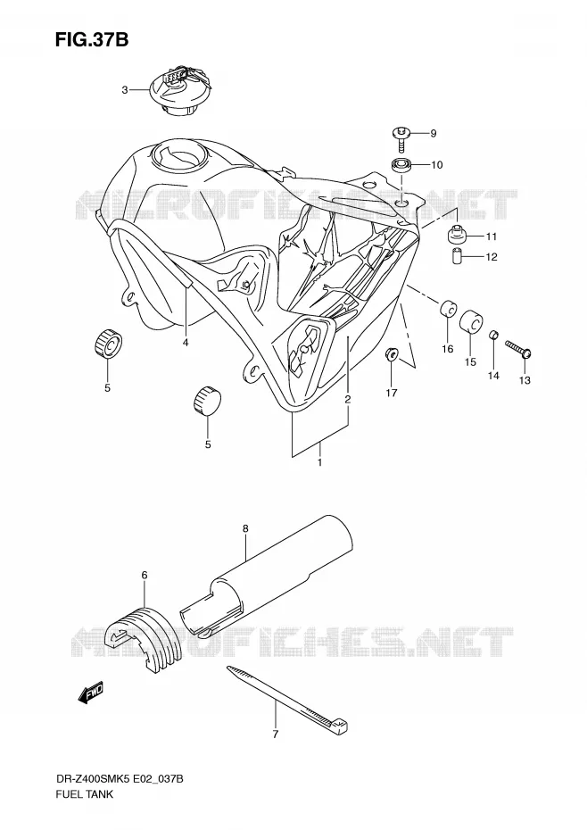 RESERVOIR D'ESSENCE (MODEL K9) Suzuki MOTO 400 DR-Z 2007  DR-Z400SMK7(E2)