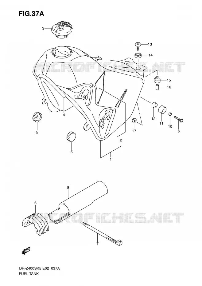 RESERVOIR D'ESSENCE (MODEL K9) Suzuki MOTO 400 DR-Z 2008  DR-Z400SK8(E2)