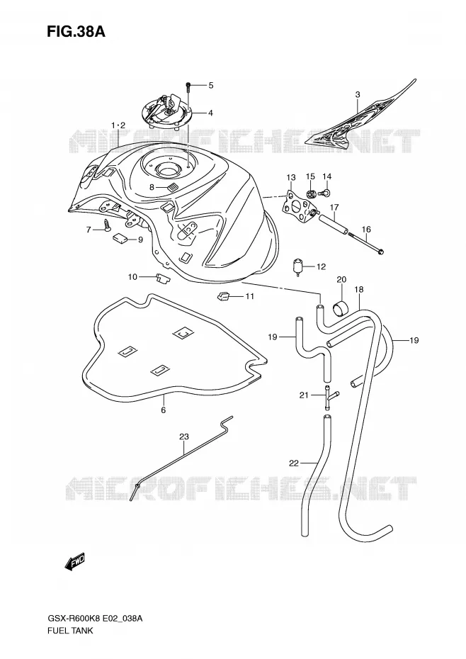 RESERVOIR D'ESSENCE (MODEL K9) Suzuki MOTO 600 GSX-R 2008  GSX-R600K8(E2)