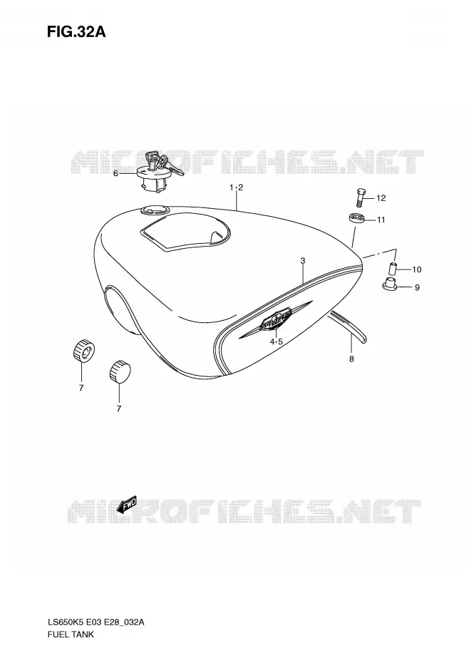 RESERVOIR D'ESSENCE (MODEL K9) Suzuki MOTO 650 BOULEVARD 2006  LS650K6(E3/E28)