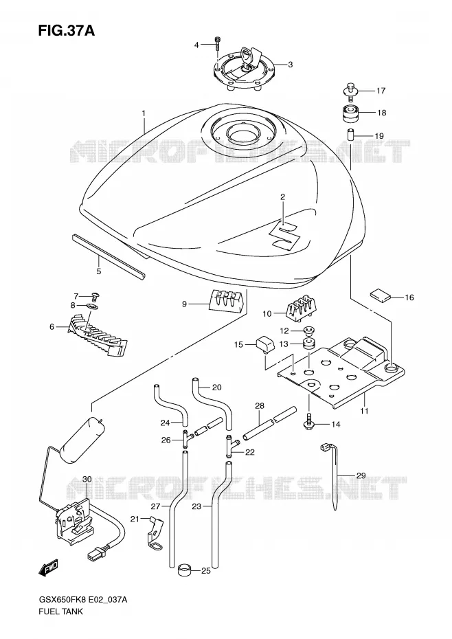 RESERVOIR D'ESSENCE (MODEL K9) Suzuki MOTO 650 GSX-F 2010  GSX650FUL0(E2)