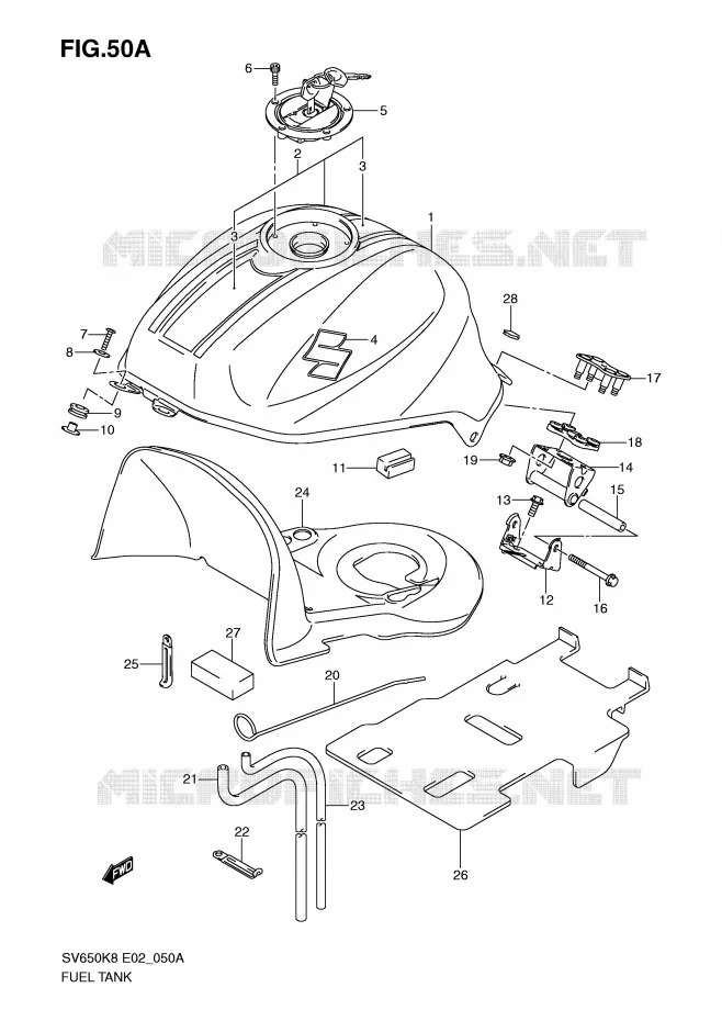 RESERVOIR D'ESSENCE (MODEL K9) Suzuki MOTO 650 SV 2010  SV650SL0(E2)