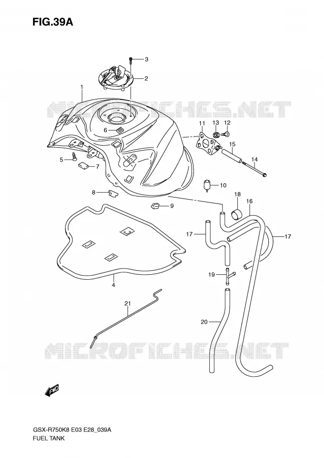 RESERVOIR D'ESSENCE (MODEL K9) Suzuki MOTO 750 GSX-R 2008  GSX-R750K8(E3/E28)