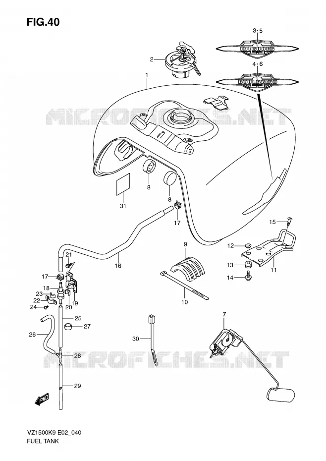 RESERVOIR D'ESSENCE Suzuki MOTO 1500 MARAUDER-M90 2009  VZ1500K9(E2)