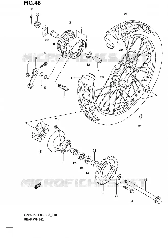 ROUE ARRIERE Suzuki MOTO 250 MARAUDER 2009  GZ250K9(P3)