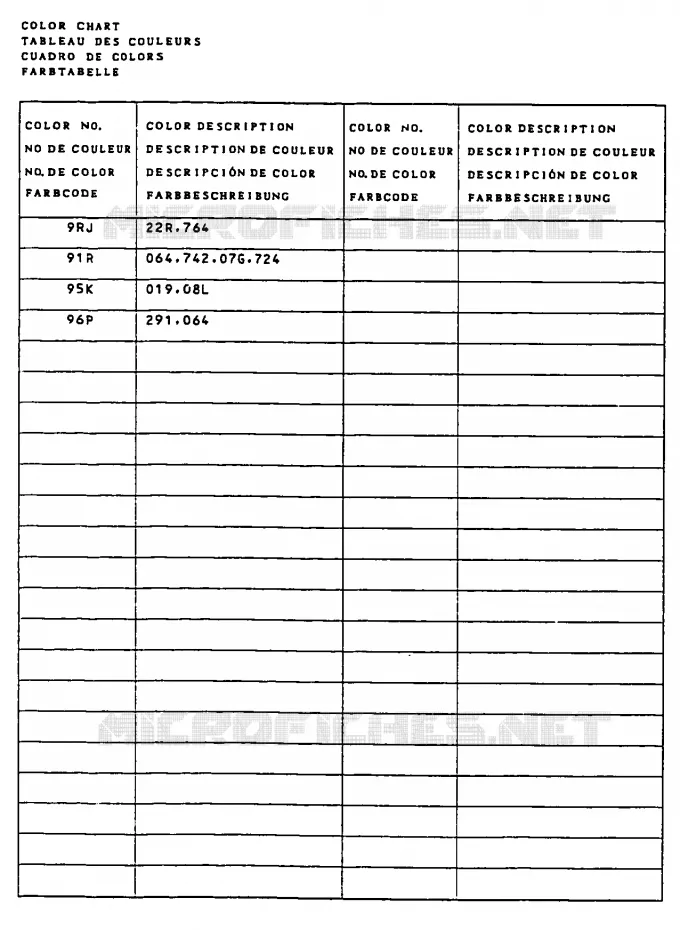 * CHARTE COULEUR * Suzuki MOTO 50 RG 1985  RG50F(D/E/F/1/G/J/K)