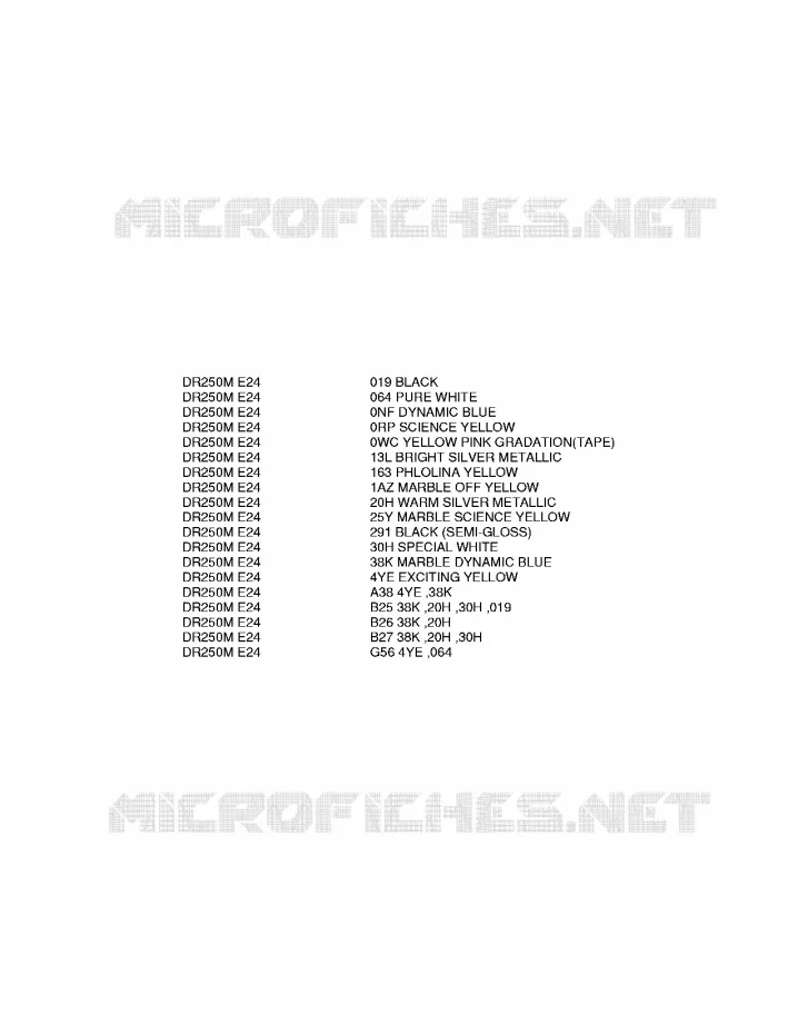 * CHARTE COULEUR * Suzuki MOTO 250 DR 1991  DR250M(E24)