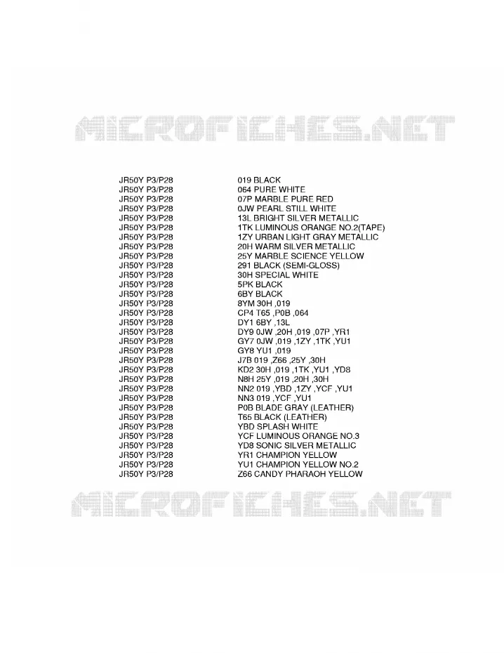 * CHARTE COULEUR * Suzuki MOTO 50 JR 2000  JR50Y(P3/P28)