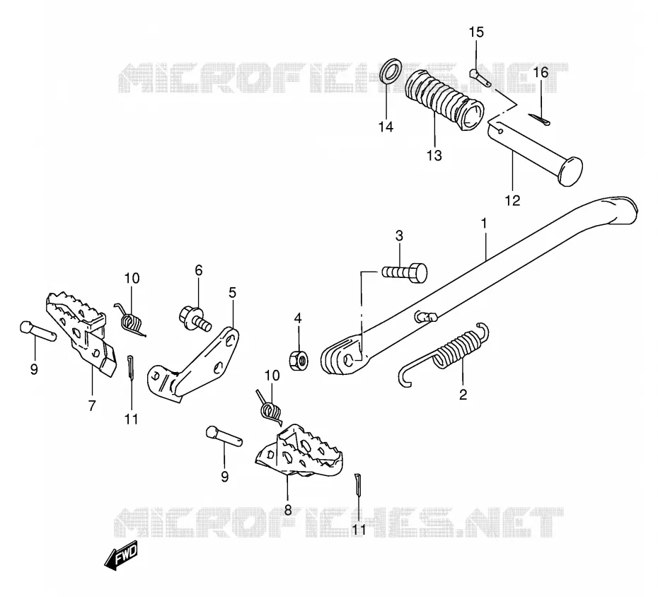 BEQUILLE - REPOSE PIED Suzuki MOTO 50 TS-X 1994  TS50XAR(E4)