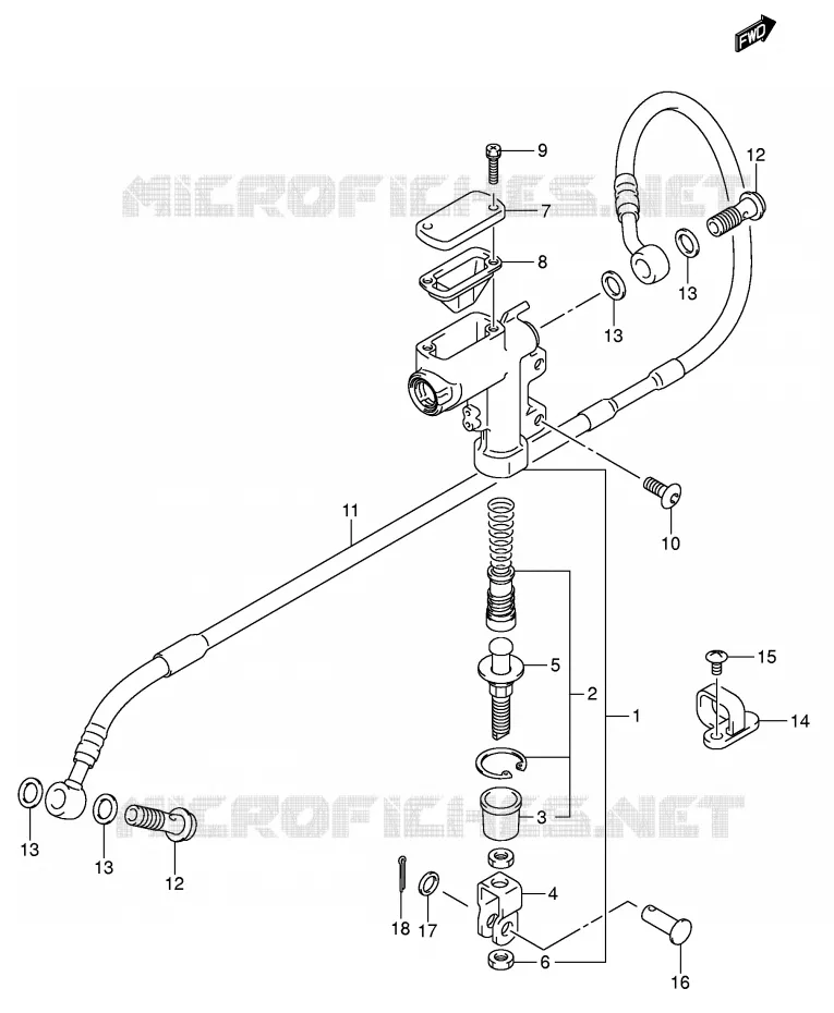 MAITRE CYLINDRE ARRIERE (MODELE K5/K6) Suzuki MOTO 250 RM 2006  RM250K6(E3/E28)