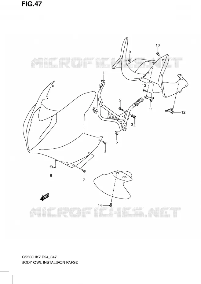 ARAIGNEE AVANT  (WITH COWLING) Suzuki MOTO 500 GS-F 2009  GS500FHK9(P24)
