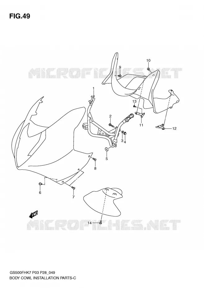ARAIGNEE AVANT  (WITH COWLING) Suzuki MOTO 500 GS-F 2010  GS500FHL0(P3)