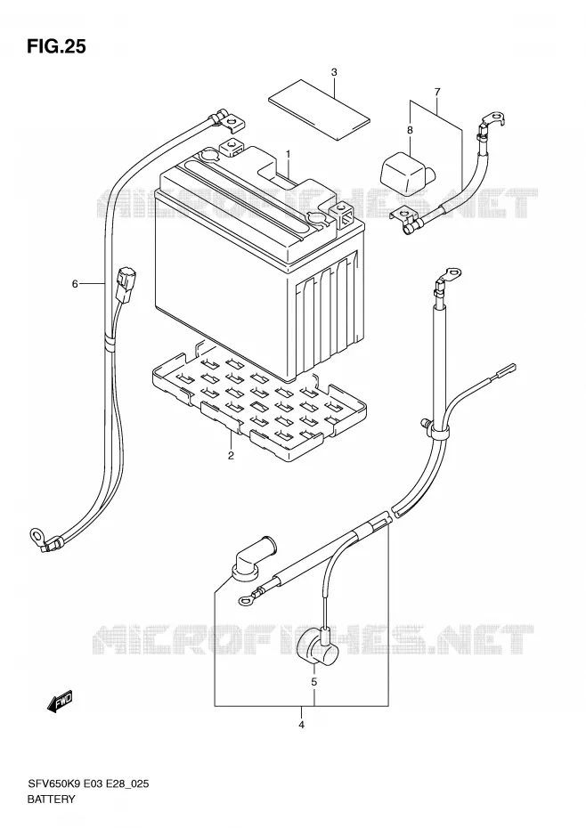 BATTERIE (SFV650K9/L0) Suzuki MOTO 650 GLADIUS 2010  SFV650AL0(E3/E28)