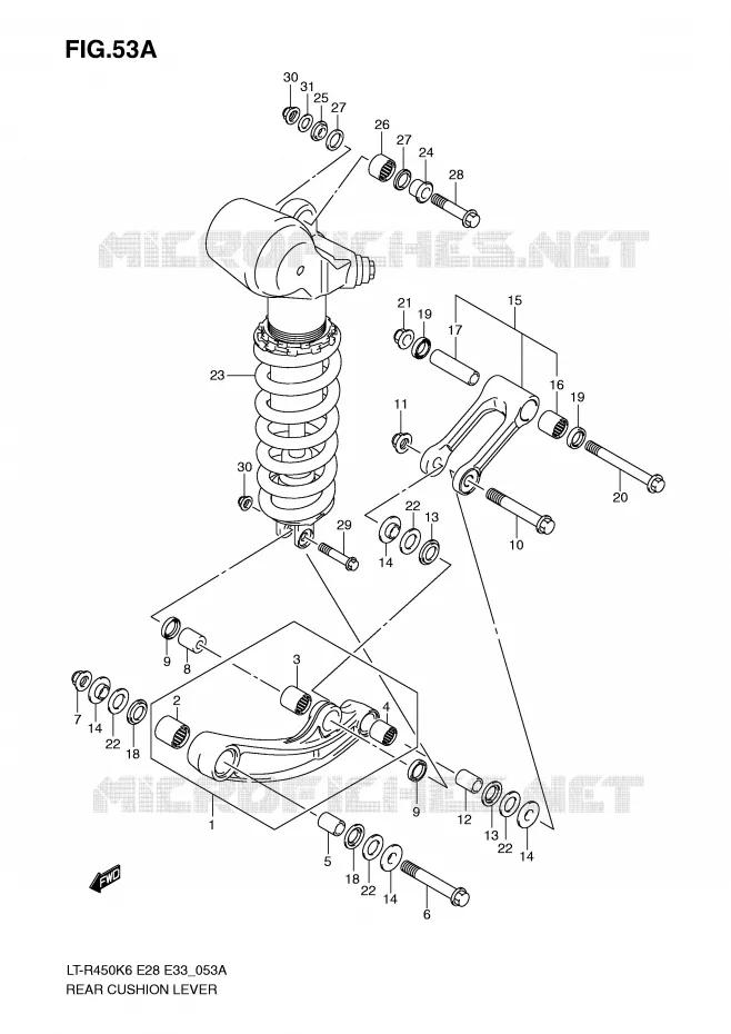 BIELLETTE DE SUSPENSION ARRIERE (MODEL K8/K9/L0) Suzuki QUAD 450 QUADRACER 2008  LT-R450K8(E28/E33)