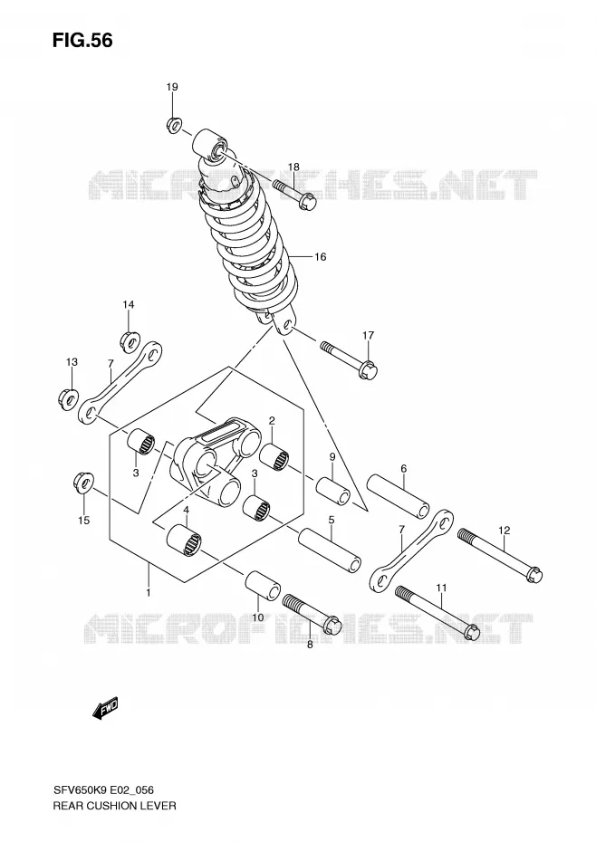 BIELLETTE DE SUSPENSION ARRIERE Suzuki MOTO 650 GLADIUS 2010  SFV650AL0(E2)