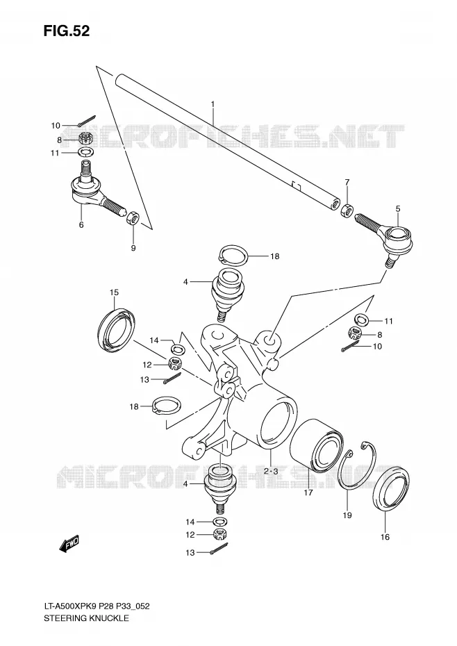 BIELLETTES DE DIRECTION - MOYEU Suzuki QUAD 500 KINGQUAD 2009  LT-A500XPZK9(P28/P33)