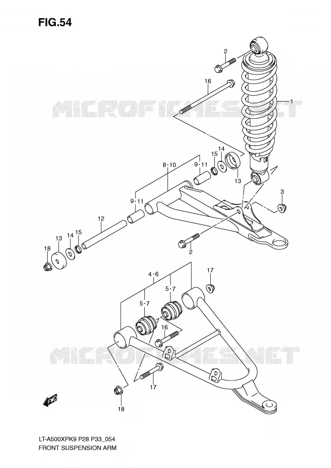 BRAS SUSPENSION AVANT Suzuki QUAD 500 KINGQUAD 2009  LT-A500XPK9(P28/P33)