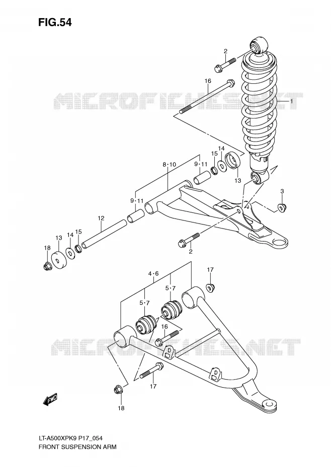 BRAS SUSPENSION AVANT Suzuki QUAD 500 KINGQUAD 2010  LT-A500XPL0(P17)