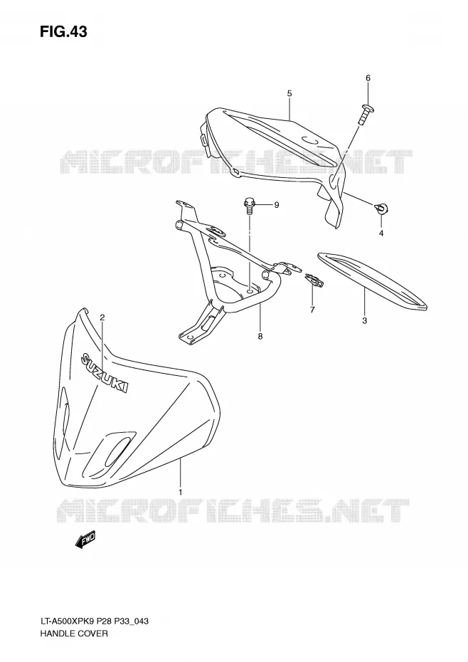 CARENAGE DE GUIDON (MODEL K9) Suzuki QUAD 500 VINSON 2009  LT-A500XPZK9(P28/P33)