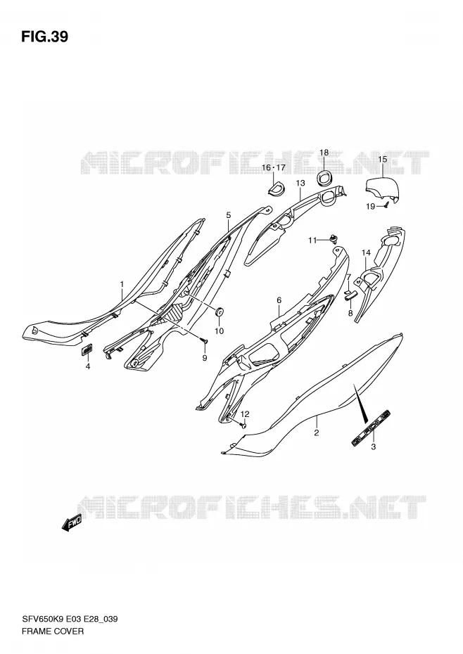 CARENAGES (MODEL K9) Suzuki MOTO 650 GLADIUS 2009  SFV650K9(E3/E28)